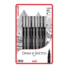 Комплет UNI PIN маркери за финилинери Draw and Sketch 8 парчиња