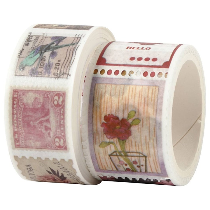 Сет Washi ленти - поштенски марки и цвеќиња
