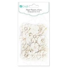 Хартиени бели цветови - пакување од 12 бр