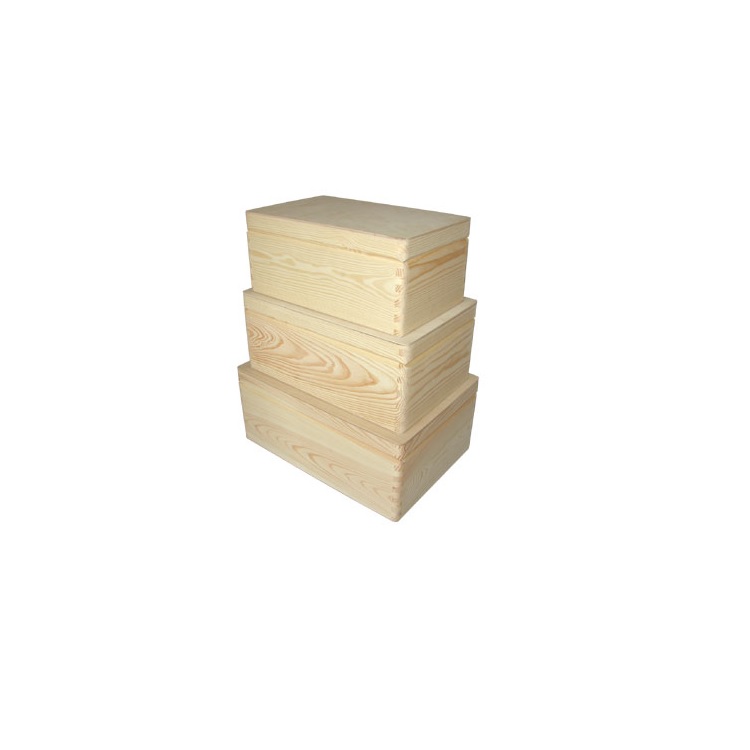Сет дрвени кутии со капак за декорирање - 3 бр.