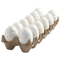 Бели пластични јајца со форми - 12 парчиња / 6 cm