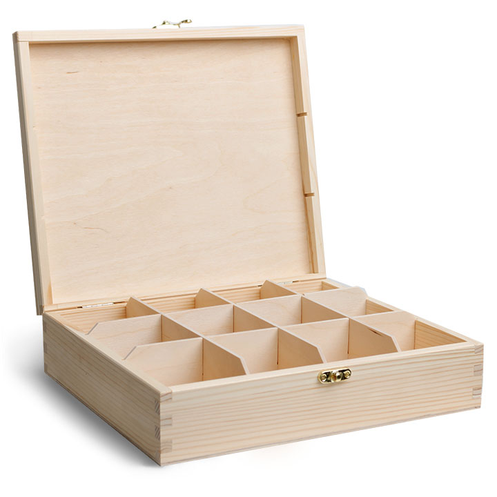 Дрвена кутија за чај - 12 прегради