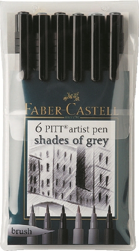 Фломастери Art Pen PITT - сет 6 нијанси сиви