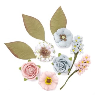 3D хартиени цвеќиња и лисја - сет 10 парчиња