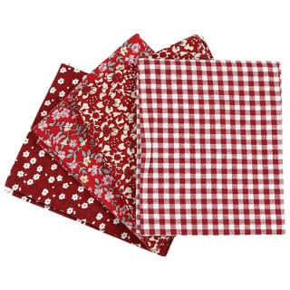 Ткаенина за patchwork - црвена - 4 парчиња - 45 x 55 cm