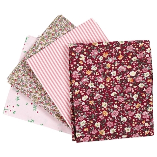 Ткаенина за patchwork - розова - 4 парчиња - 45 x 55 cm