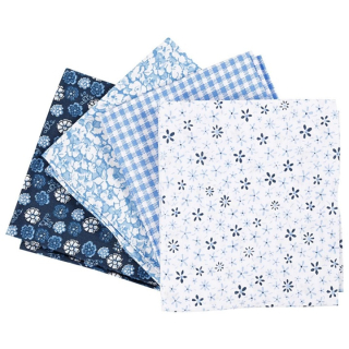 Ткаенина за patchwork - сина- 4 парчиња - 45 x 55 cm